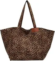 [JDYYICZ] Leopard for Women, Large Canvas Tote Bag, Oversized Shoulder Bag, Work Tote Bag, Everyday Handbag(Brown), Brown