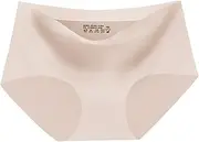 [FARZAH] 3Pcs Women Mid Waist Soft Ice Silk Seamless Lingerie Briefs Underwear Panties Hipster Underpants (Color : Nude, Size : Medium)