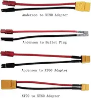 Cable Anderson to XT60/XT90 Adapter and Bullet Plug Cable (Anderson-to-XT90)