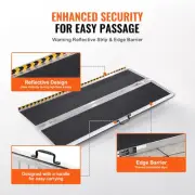 Portable Aluminum Wheelchair Ramp, 183 cm, 363 kg Capacity, Non-Slip, Foldable