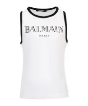 Balmain Kids Logo Printed Racerback Tank Top 8Y,6Y,14Y,10Y White