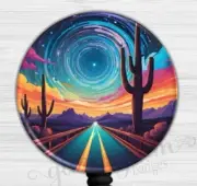 Route 66 Badge Holder, Western Scence Badge Reel, Saguaro Cacti Retractable 6582