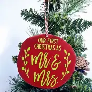 Hand Crafted Wooden Christmas Gift Ornament "Our First Christmas As Mr. & Mrs."