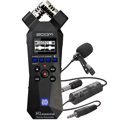 Zoom H1essential 32-Bit Float Portable Audio Recorder and Lavalier Condenser Mic