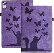 YueHealthy Case for iPad Mini 7 (A17 Pro) 2024 / iPad Mini 6 2021,Secure Elastic Band,Auto Wake/Sleep,Premium PU Leather and Kickstand with Pen Holder and Card Slots/Wallet Case,Purple