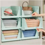 6 Pack Folding Closet Organizers Storage Box, Stackable Plastic Storage Baske...
