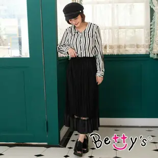 betty’s貝蒂思Outlet 條紋後背綁帶造型襯衫(條紋黑)