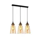 JEREZ Pendant Lamp Light Interior ES 3X72W Bronze Amber Glass Flat Top L620XW145