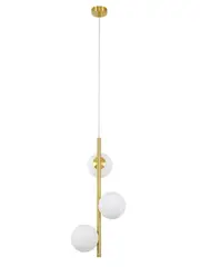 Helix 3 Light Pendant in Brass with Frosted Opal Glass