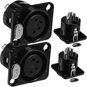 HAMPPLIES 4pcs Xlr Female Socket Pin Panel Mount Microphone Adapter for Audio Equipment Durable Plating Material Stable Signal Transmission Xlr Connector
