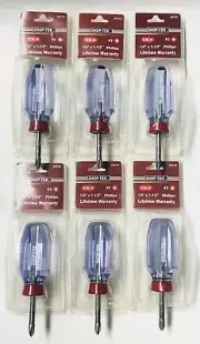 (Pack of 6) #2 x 1-1/2" Stubby Screwdrivers, Chrome Vanadium Blade, Phillis