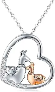 [CHENGHONG] Alpaca Gifts 925 Sterling Silver Llama Necklace Heart Alpaca Pendant Llama Jewellery Llama Gifts for Women Girls