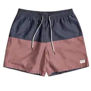 Quicksilver NWT Rust & Navy Color Block Boardshorts Men $55 Swimsuit L