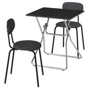 GUNDE / ÖSTANÖ table and 2 chairs, folding black/Remmarn dark grey, 67x67 cm