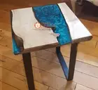 Green Resin Epoxy Top Handmade Mid Century Moder Table, Kitchen Decors BAR TABLE
