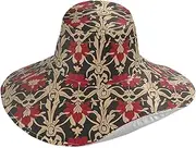 [Yoogain] Retro Flower Pattern Black and Red Foldable Sun Visor Hats for Women for Outdoor Decorative Beach Sun Hats for Women uv Protection Essentials Gorras para el sol, Retro Flower Pattern Black and Red