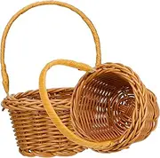 BATHVEVE 2Pcs Portable Woven Baskets with Handle Imitation Rattan Storage Baskets for Home Decor Picnics Camping and Rustic Parties present Option