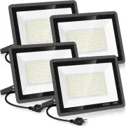 4 Pack 100W LED Flood Light,Super Bright Exterior Security Lights With Plug,I...