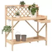 Potting Bench with Trellis Solid Wood Fir