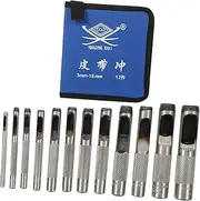 ULTECHNOVO 12pcs Leather Hole Punch Set Steel Hollow Puncher for Belts Watch Bands