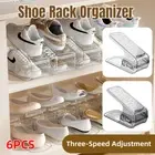 Double Layer Shoe Rack 6PCS Adjustable Stackable Black Space Saver Shoe Cabinet