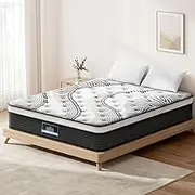 Giselle Bedding Double Mattress Bed Mattresses Innerspring Foam 32cm Thickness, with 5-Zone Pocket Spring System and Breathable Euro Top, 5Yrs Warranty, Medium Firm, White + Greywith Vacuum Packed