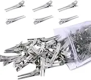 100 Pack Hairdressing Double Prong Curl Clips,DanziX 1.8 Inch Curl Setting Section Hair Clips Metal Alligator Hairpins for Hair Extentions for Hair Salon,Barber,Stylist-Silver