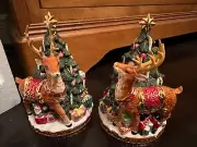 Radko Tree Reindeer Candleholder Centerpiece-2 Piece Set, New St Nicholas Lane