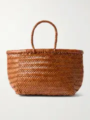 [Dragon Diffusion] Dragon Diffusion - Bamboo Triple Jump Small Woven Leather Tote - Tan - One size One size Brown