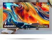 ENGLAON 32 Inch Full HD TV with LED Android Smart IP65 Waterproof Display and Mirror Finish for Bathroom Kitchen Pool Spa Home