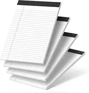 120 Sheets Legal Pads 8.5 x 11 Pack of 4 White Note Pads 8.5 x 11 Notepad 8.5 x 11 Perforated Writing Pads Lined Paper Pads Wide Ruled Pad of Paper 30 Sheets Notebook for Study, To-Do Lists, Office