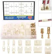 Glarks 400Pcs 6.3mm 1 2 3 4 6 8 9 Pin Electrical Automotive Wire Connector Male Female Socket Plug and Pin Header Crimp Wire Terminals Kit for Motorcycle, Bike, Car, Boats