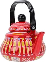 FONDOTIN Enamel Kitchen Teakettle Capacity Decorative Teapot for Home Use for Heating Tea Mulled Wine Gas Stove Induction Cooker Elegant Geometric
