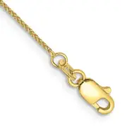 10K Solid Yellow Gold 0.85mm Spiga Wheat Link Chain Anklet Bracelet