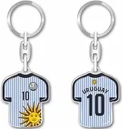 daged Uruguay Keyring Jersey Key Ring Resin Coating 3D Effect + Sticker Practical Functionality - TR, multicoloured, 90 mm