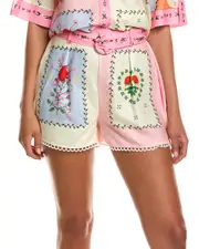 LUXE ALWAYS Belted Linen-Blend Short