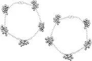[Siddhatva] Traditional Indian Fashion Bollywood Ethnic Silver Oxidized Boho Ghungroo Beads Payal Anklets, 12, alloy, no gemstone