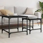 Nesting Coffee Tables 2 pcs Black Engineered Wood vidaXL