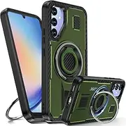 [Tuvror] Samsung Galaxy A34 5G / 4G Case with Kickstand [360° Rotating Ring and Kickstand] Rugged Shockproof Protective Case for Samsung A34 - Green