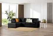 DIAMOND Leather-Look Left-Hand Facing Corner Chaise with Sofa Bed