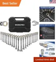 22-Piece Flex-Head Ratcheting Wrench Set, Chrome Vanadium, SAE & Metric