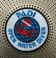 RARE RETIRED PADI OPEN WATER DIVER PATCH - PATCH with RED SCUBA DIVER