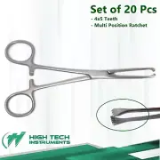 20 STAINLESS STEEL ALLIS TISSUE FORCEPS CLAMP 4X5T VETERINARY 6" SURGICAL