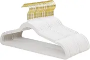 ManGotree Velvet Coat Hangers, Non-Slip Felt Suit Hanger, Ultra-Slim Space Saving Clothes Hangers with 360° Swivel Gold Hook, Sturdy for Coat, Suit, Shirt, Dress, Pant (36 Pack, White)