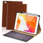 Leather Keyboard Case for iPad 9th/8th/7th Generation with 10.2 Brow-Leather