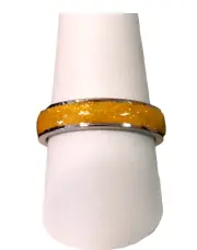 Beautiful Yellow Enamel Titanium Band Ring Sparkly Design Size 10 (MSRP $99)