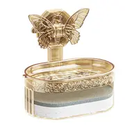 Double Layer Soap Holder Elegant Stylish Vacuum Suction Soap Dish Water Drainage Soap Tray with Sponge for Bathroom Kitchen Golden