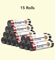 Joybos® Black Bin Bags with Drawstring 20L F61 15 rolls