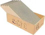 Cardboard Cat Scratcher with Box, 5 in 1 Reversible Cardboard Scratching Pads Cat Scratching Board for Cat Paws Corrugated Cardboard Scratching Lounge for Indoor Kitty to Rest and Play