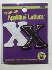 Dritz Iron-on Applique Letters (2) Letter X Black And White, NEW